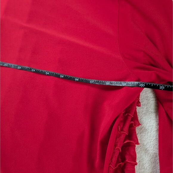 Vintage Ruffled Cardigan Women's Medium/Large Red Sparkly Flare Bell Sleeve - Picture 7 of 8